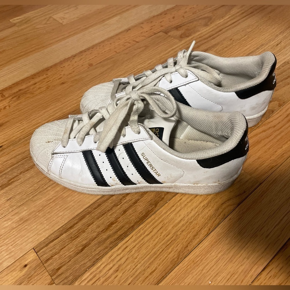 Adidas Superstar Black and White Sneakers Size 6.5